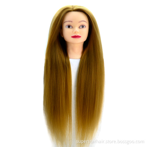 Light brown color practice head synthtic training head for braiding doll head